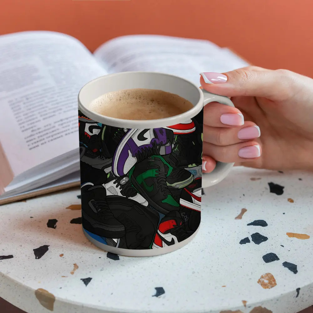 Air Jordan Sneakers Pile Cartoon Art – Mugs