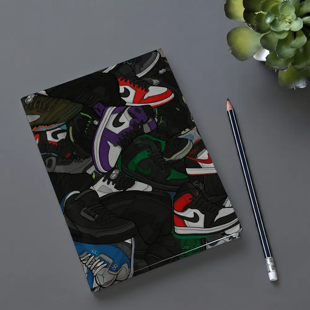 Air Jordan Sneakers Pile Cartoon Art – Notebooks