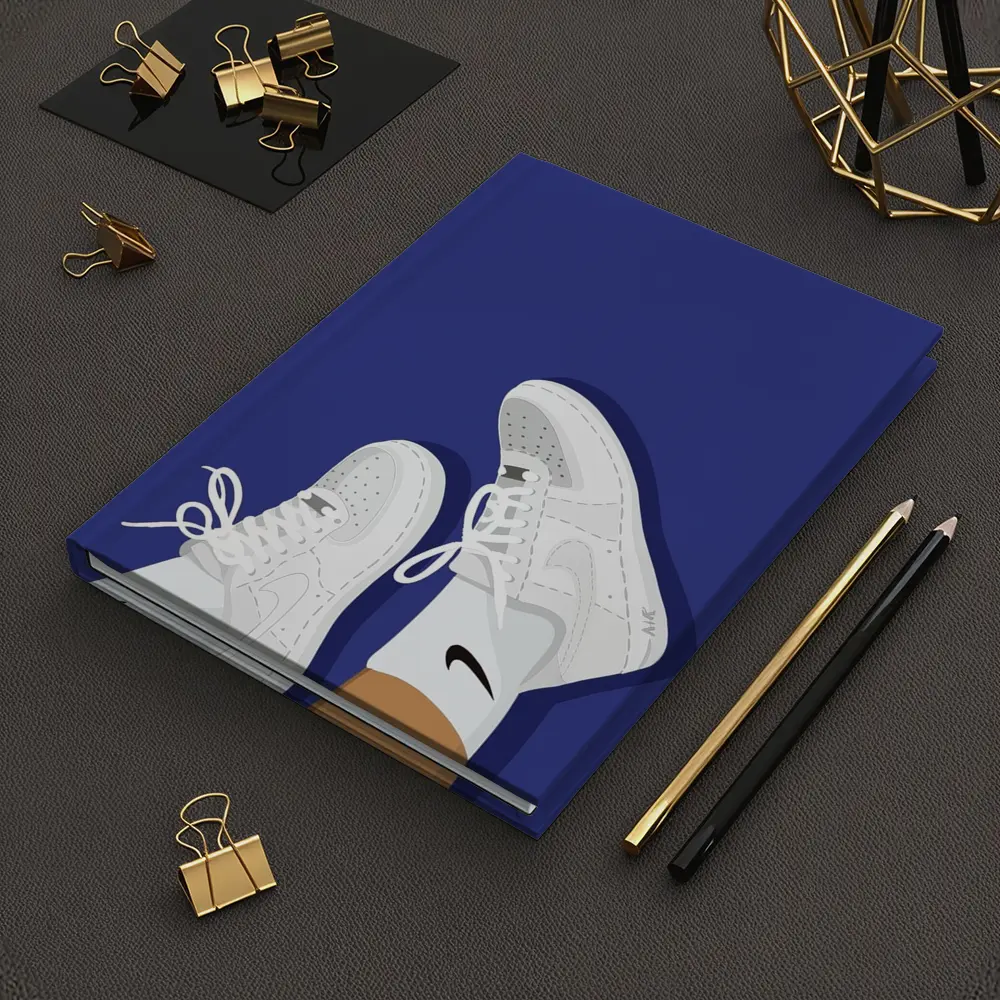 White Nike Air Force Ones Blue Background – Notebooks