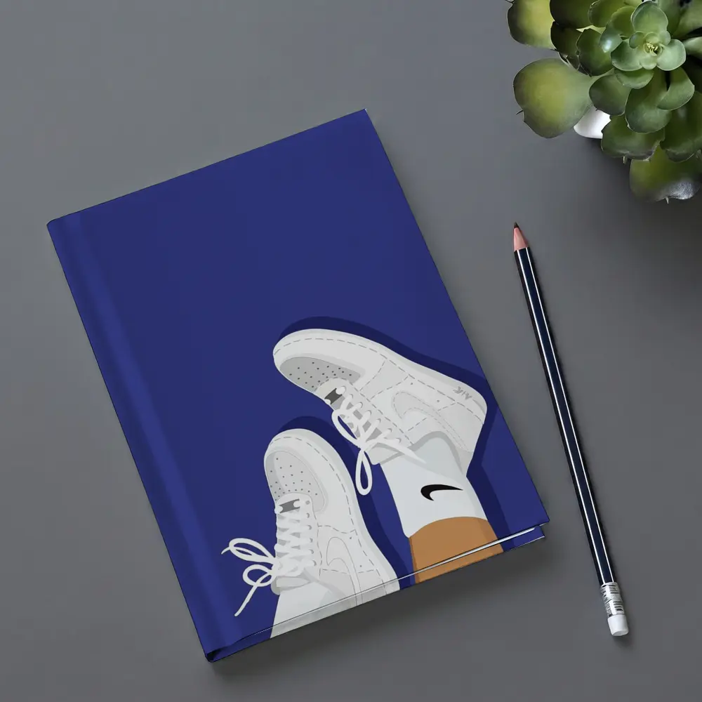 White Nike Air Force Ones Blue Background – Notebooks