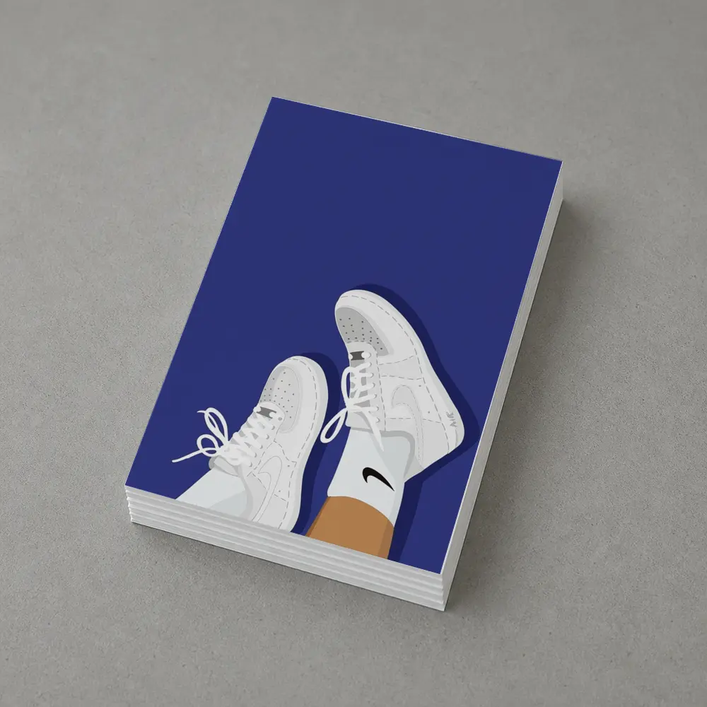 White Nike Air Force Ones Blue Background – Postcards