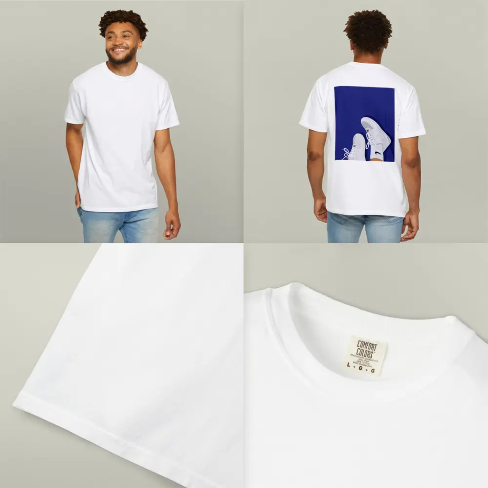 White Nike Air Force Ones Blue Background – T-Shirts