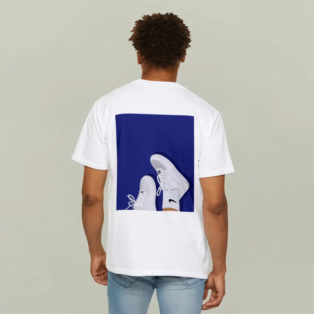 White Nike Air Force Ones Blue Background – T-Shirts