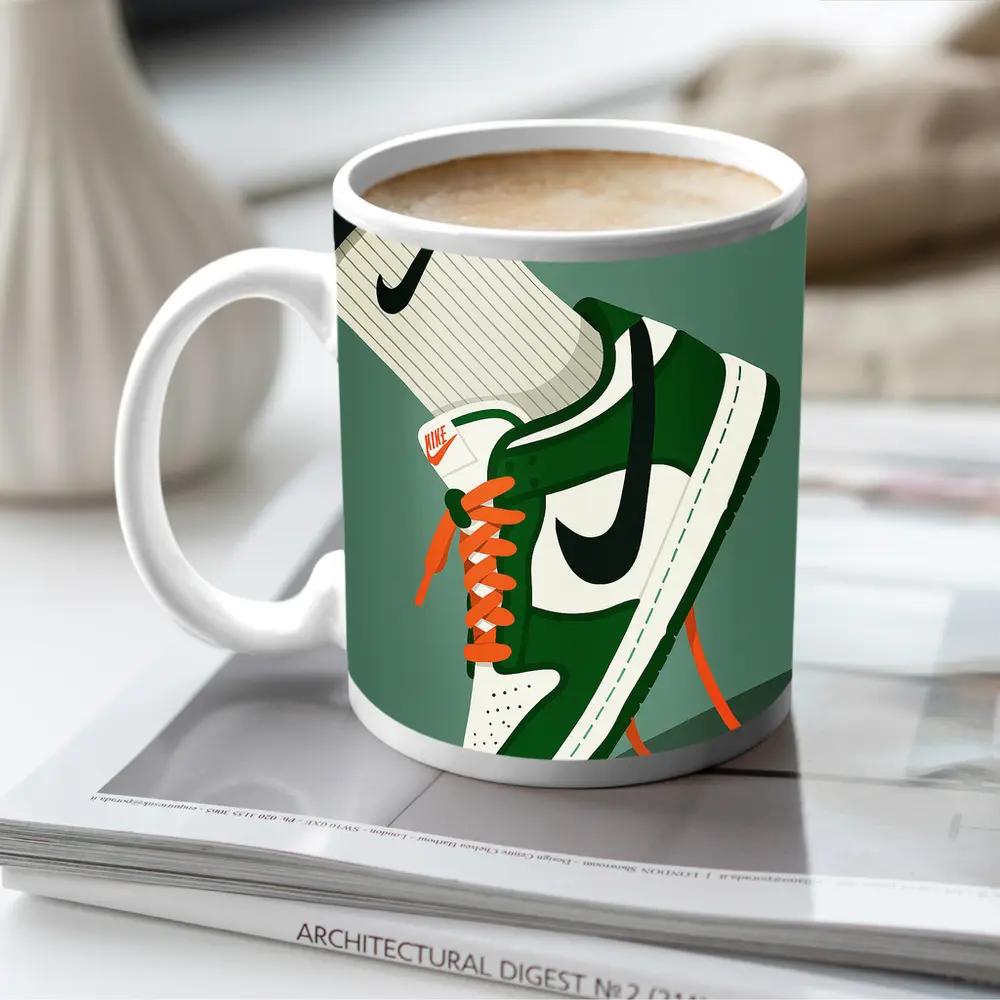 Nike Dunk Low Green Orange Laces Illustration – Mugs