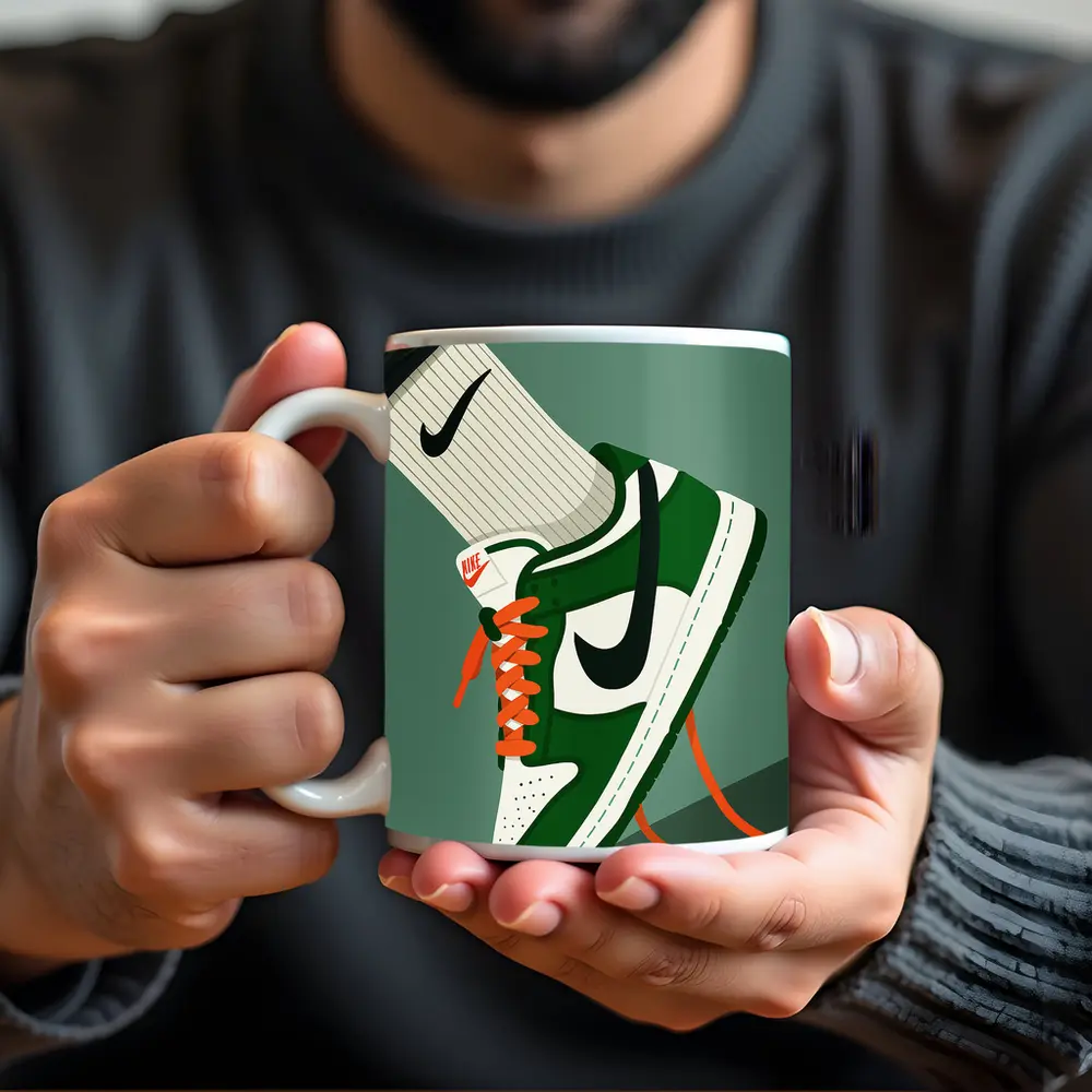 Nike Dunk Low Green Orange Laces Illustration – Mugs