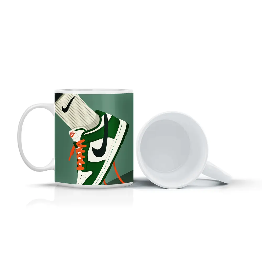 Nike Dunk Low Green Orange Laces Illustration – Mugs
