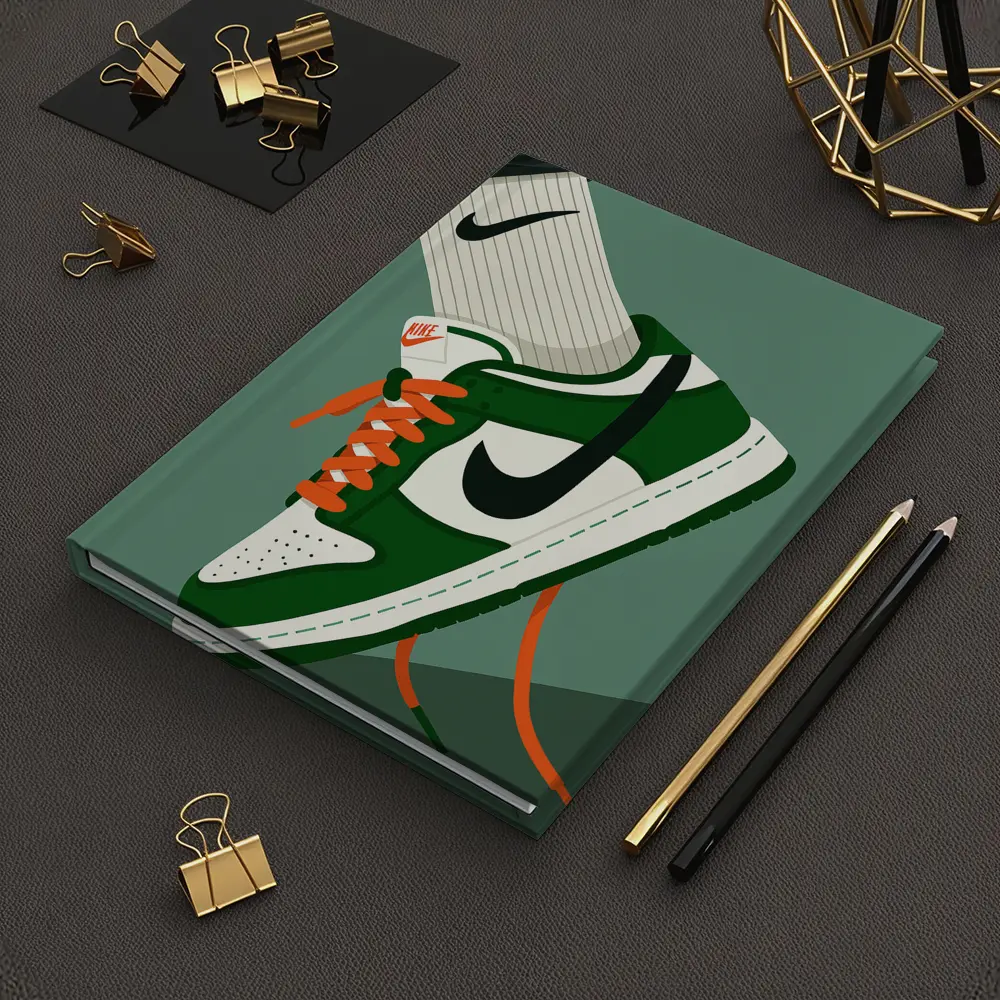 Nike Dunk Low Green Orange Laces Illustration – Notebooks