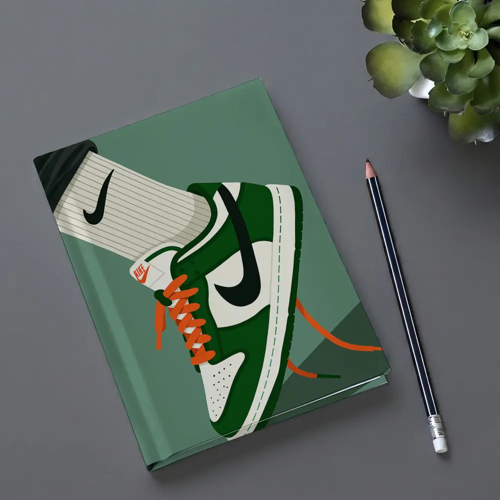 Nike Dunk Low Green Orange Laces Illustration – Notebooks