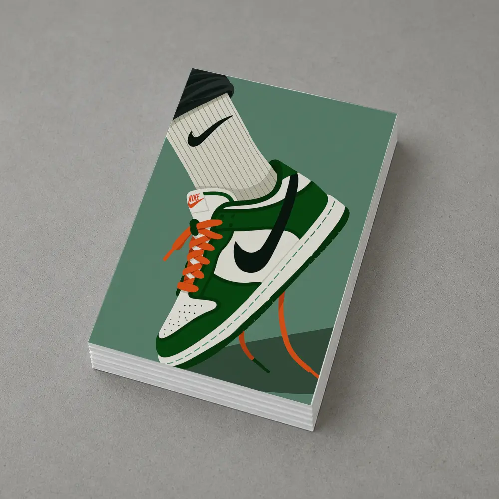Nike Dunk Low Green Orange Laces Illustration – Postcards