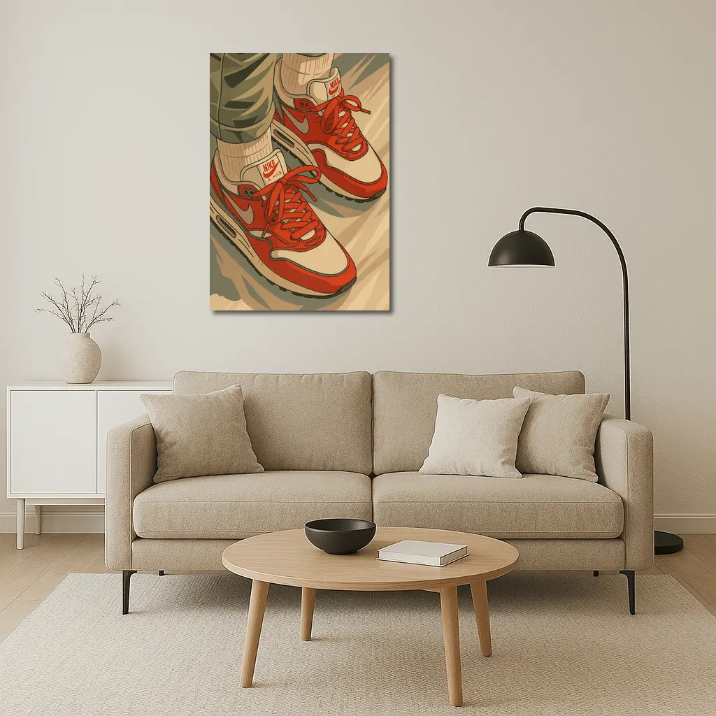 Nike Air Max Red Sneakers Anime Style – Wall Art
