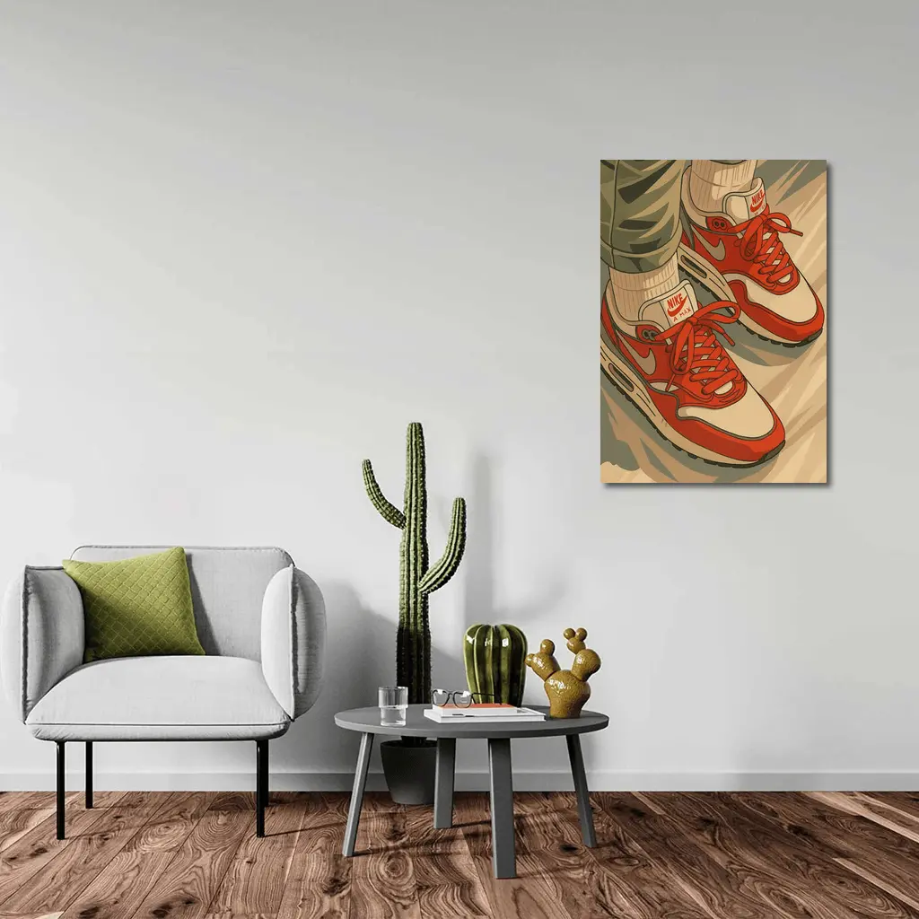 Nike Air Max Red Sneakers Anime Style – Wall Art
