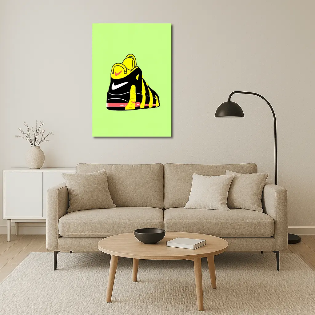 Nike Sneaker Bold Cartoon Art Green Background – Wall Art