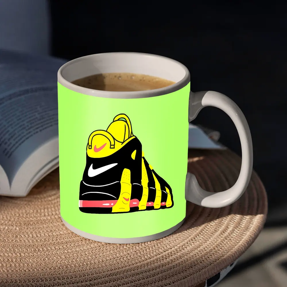 Nike Sneaker Bold Cartoon Art Green Background – Mugs