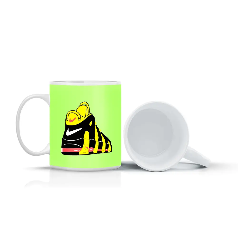 Nike Sneaker Bold Cartoon Art Green Background – Mugs