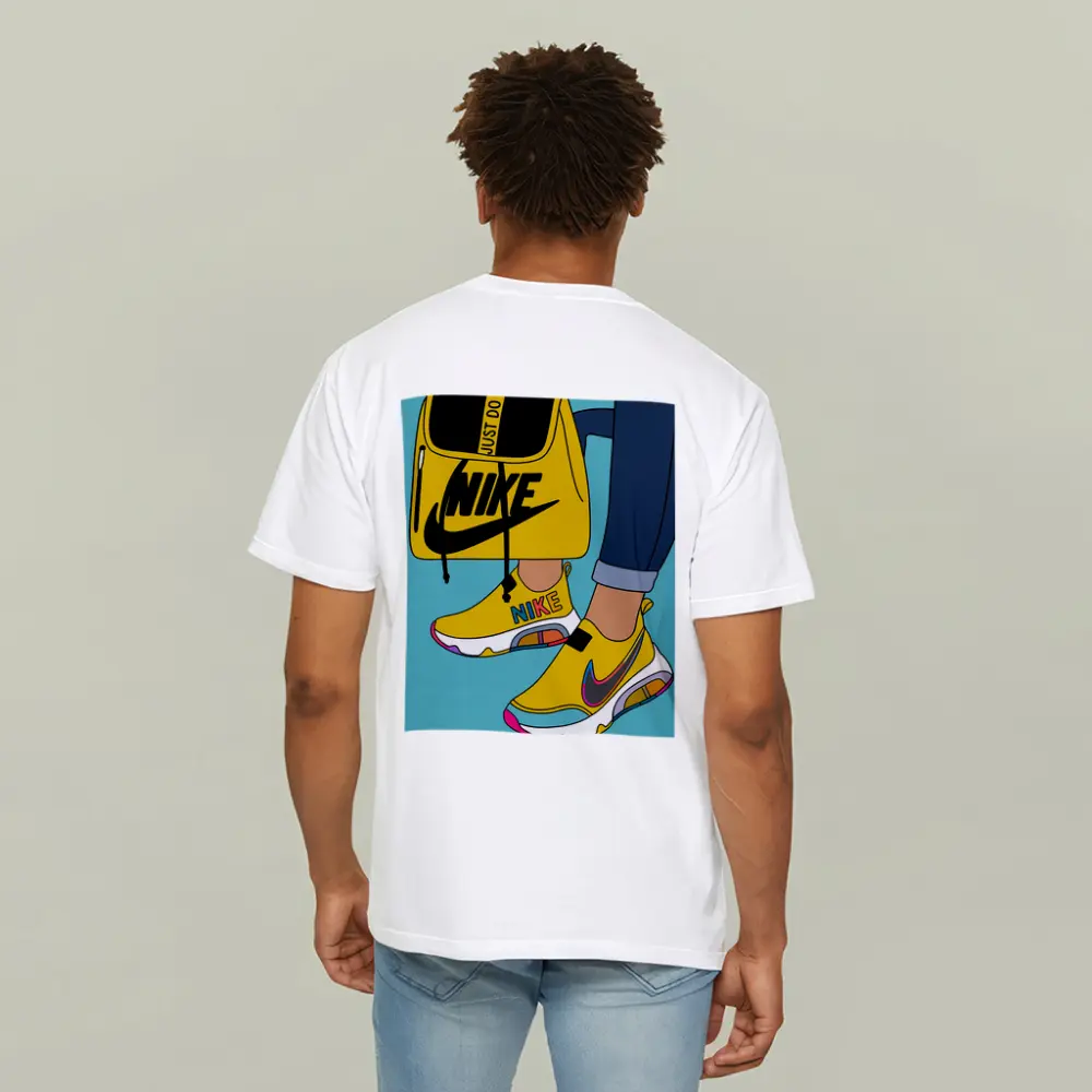 Nike Sneakers and Backpack Cartoon Art – T-Shirts