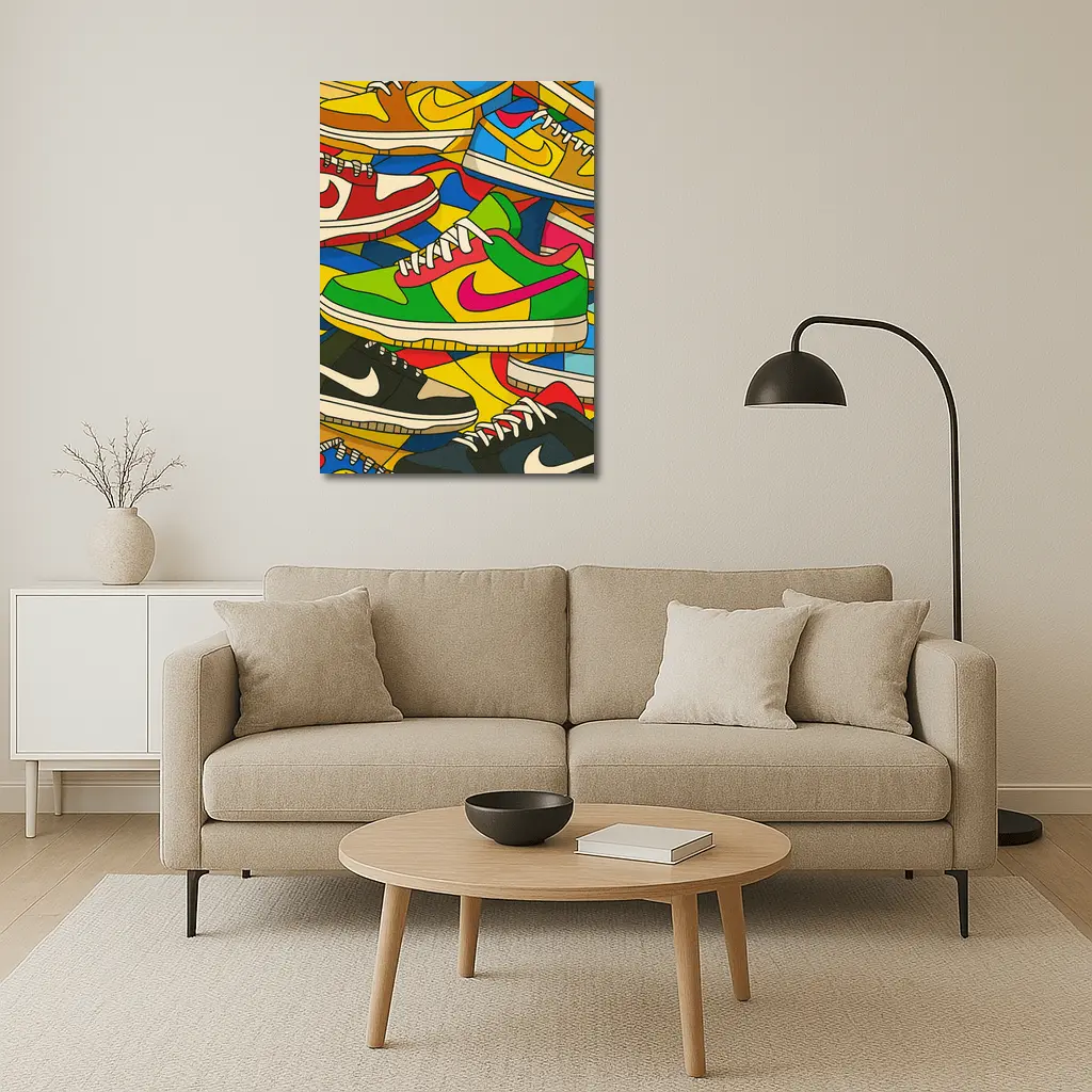 Nike Dunk Sneakers Pop Art Colorful Stack – Wall Art