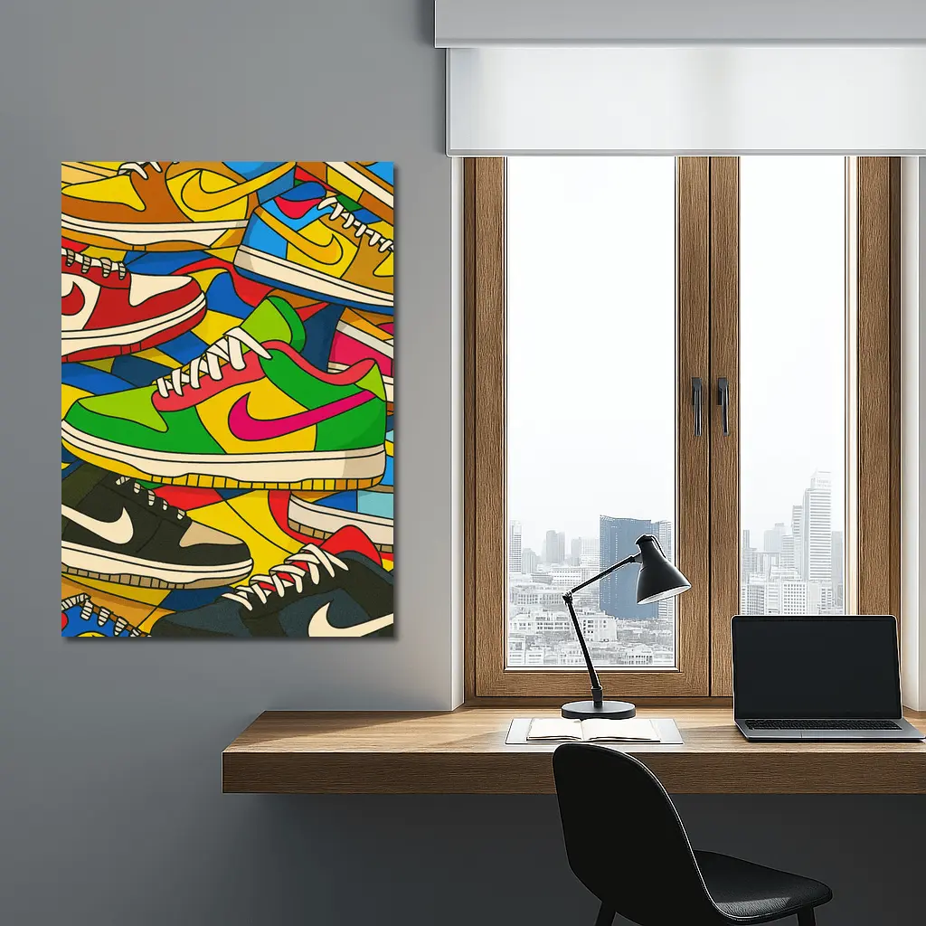 Nike Dunk Sneakers Pop Art Colorful Stack – Wall Art