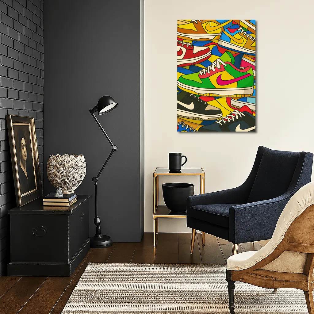 Nike Dunk Sneakers Pop Art Colorful Stack – Wall Art