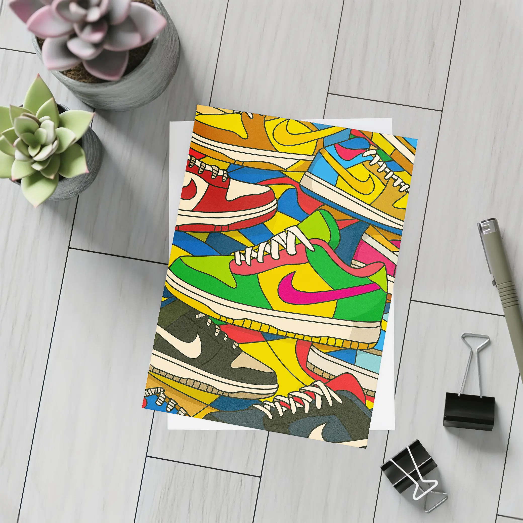 Nike Dunk Sneakers Pop Art Colorful Stack – Postcards
