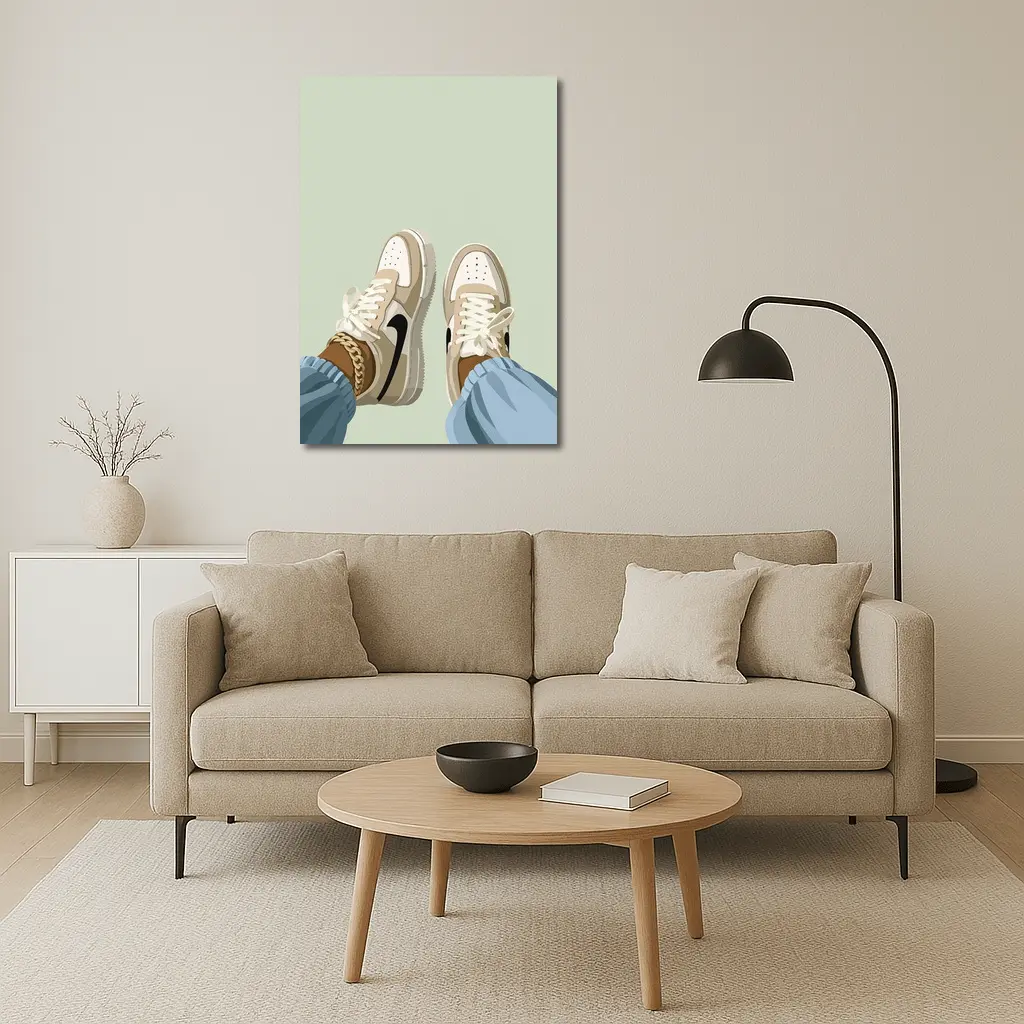 Nike Air Force One Sneakers Sage Green Background – Wall Art