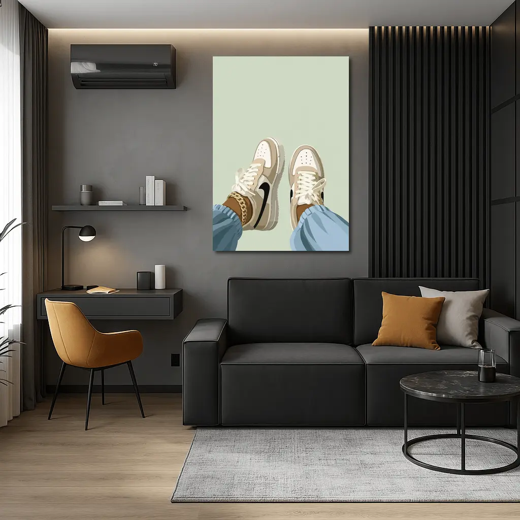 Nike Air Force One Sneakers Sage Green Background – Wall Art
