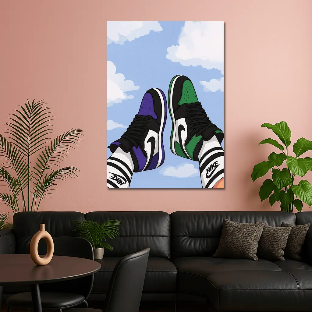 Nike Air Jordan Sneakers Sky Clouds Art – Wall Art
