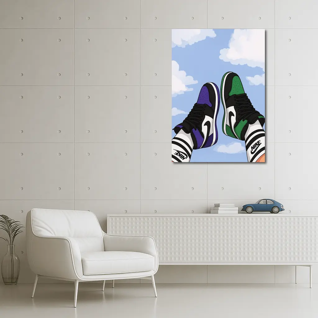 Nike Air Jordan Sneakers Sky Clouds Art – Wall Art