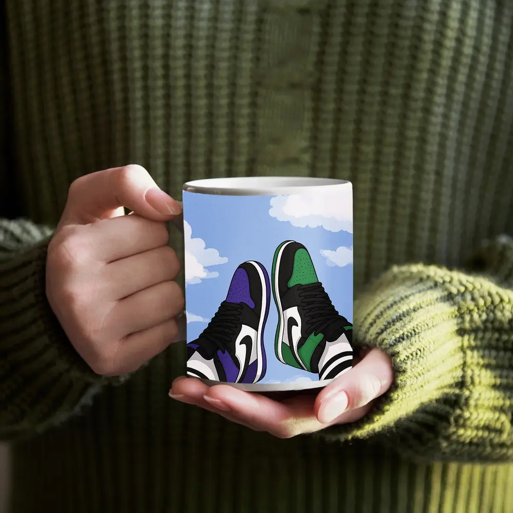 Nike Air Jordan Sneakers Sky Clouds Art – Mugs