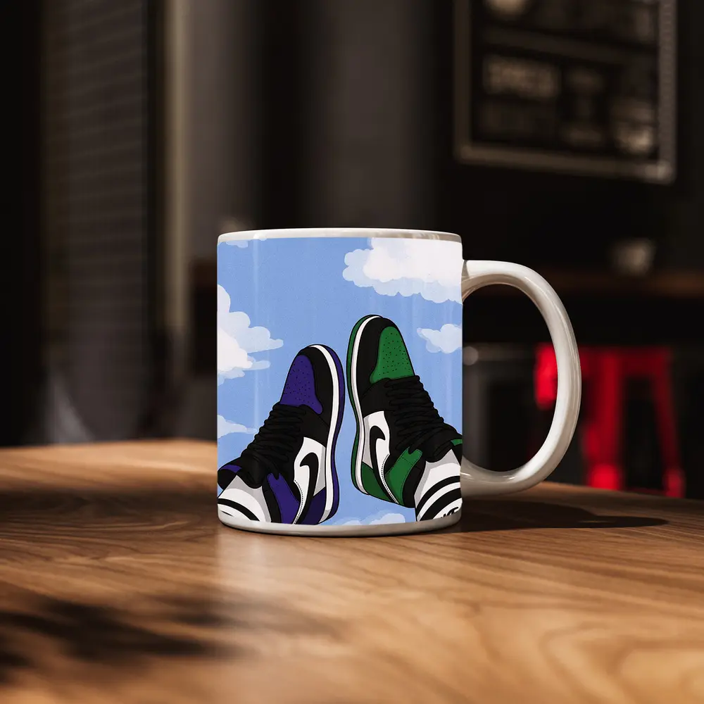 Nike Air Jordan Sneakers Sky Clouds Art – Mugs