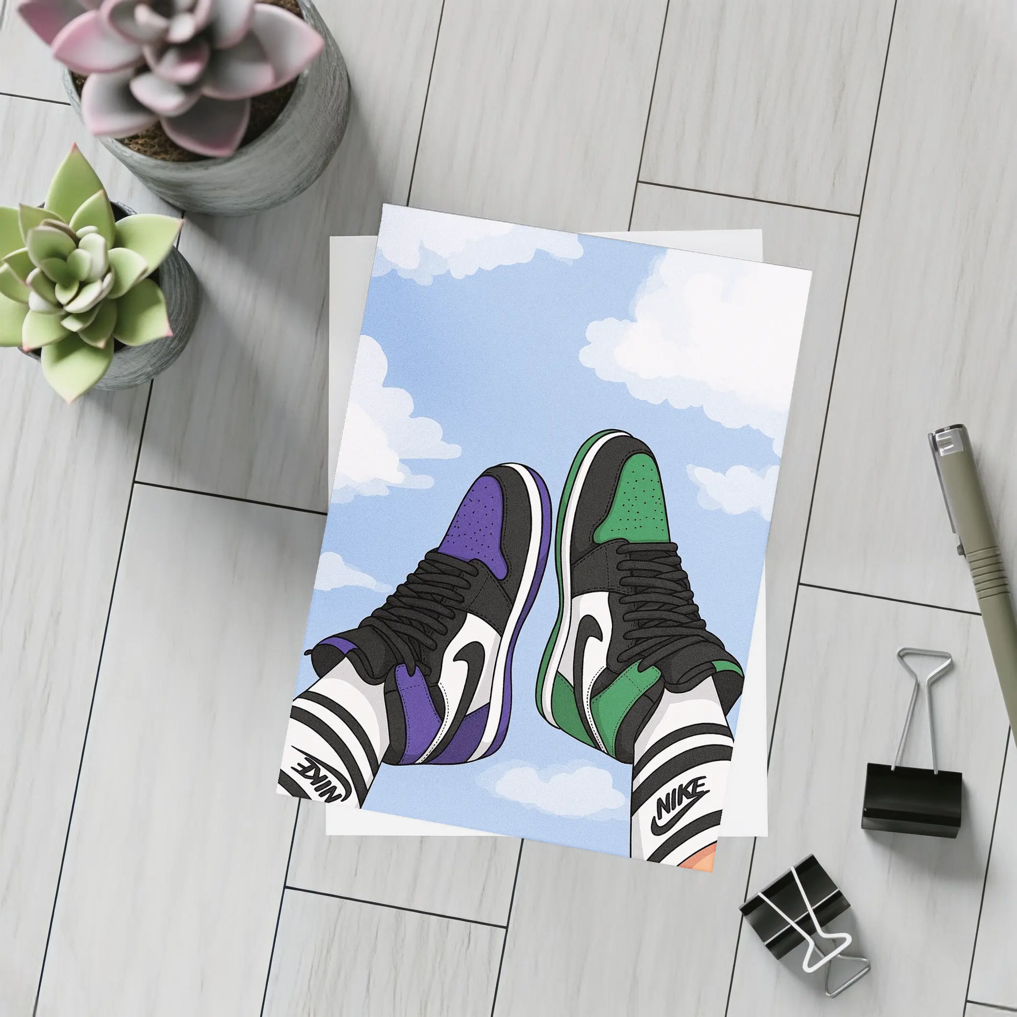 Nike Air Jordan Sneakers Sky Clouds Art – Postcards