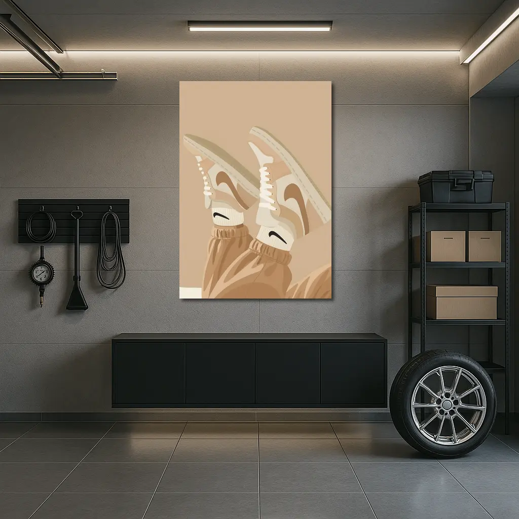 Nike Sneakers Beige Flat Lay Art – Wall Art