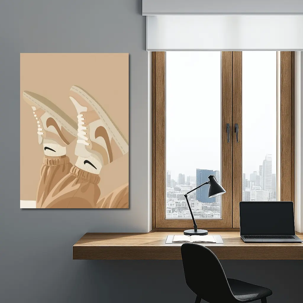 Nike Sneakers Beige Flat Lay Art – Wall Art