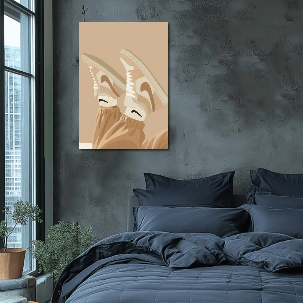 Nike Sneakers Beige Flat Lay Art – Wall Art