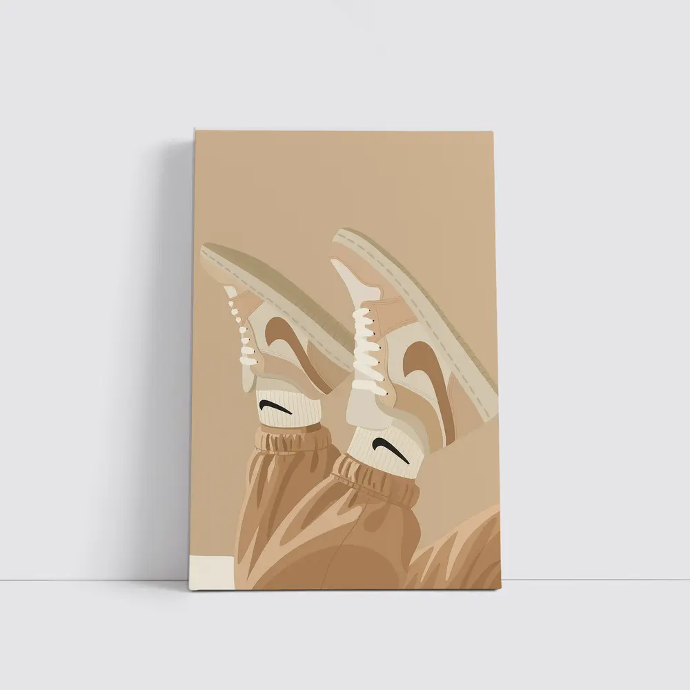 Nike Sneakers Beige Flat Lay Art – Wall Art