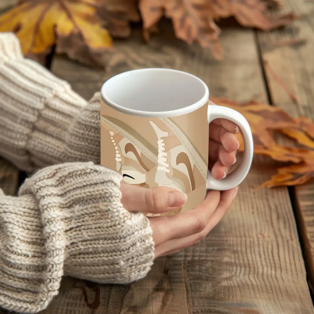Nike Sneakers Beige Flat Lay Art – Mugs