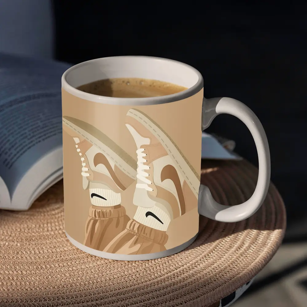 Nike Sneakers Beige Flat Lay Art – Mugs