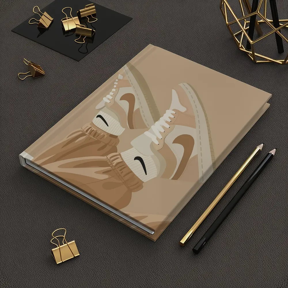 Nike Sneakers Beige Flat Lay Art – Notebooks