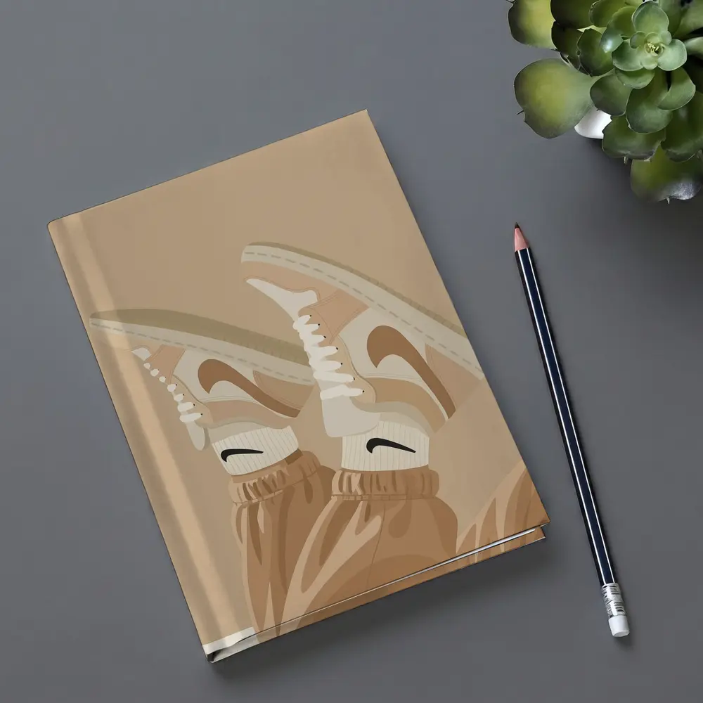 Nike Sneakers Beige Flat Lay Art – Notebooks