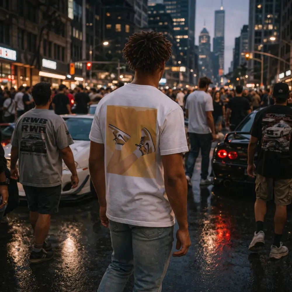 Nike Air Jordan Sneakers Warm Yellow Background – T-Shirts