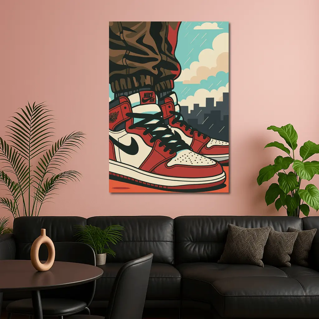 Air Jordan One Sneakers City Skyline Pop Art – Wall Art