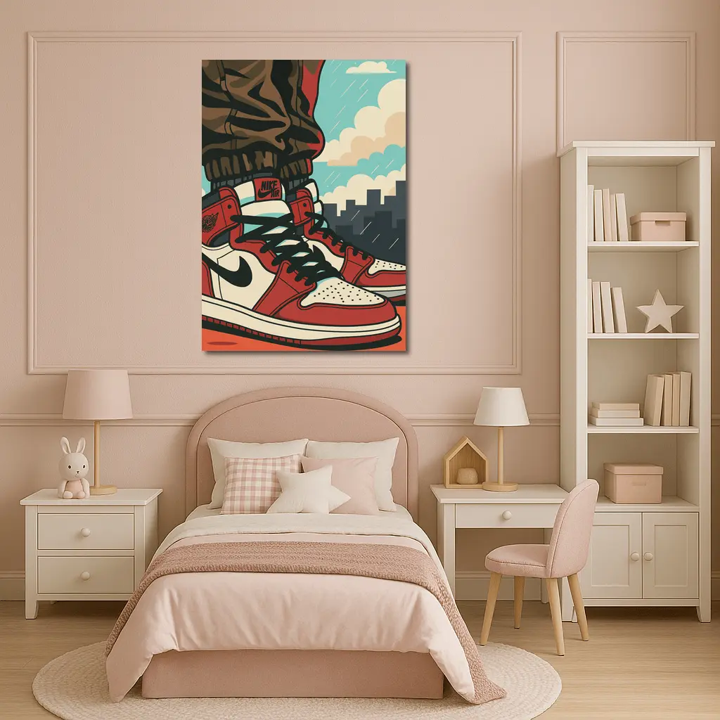 Air Jordan One Sneakers City Skyline Pop Art – Wall Art