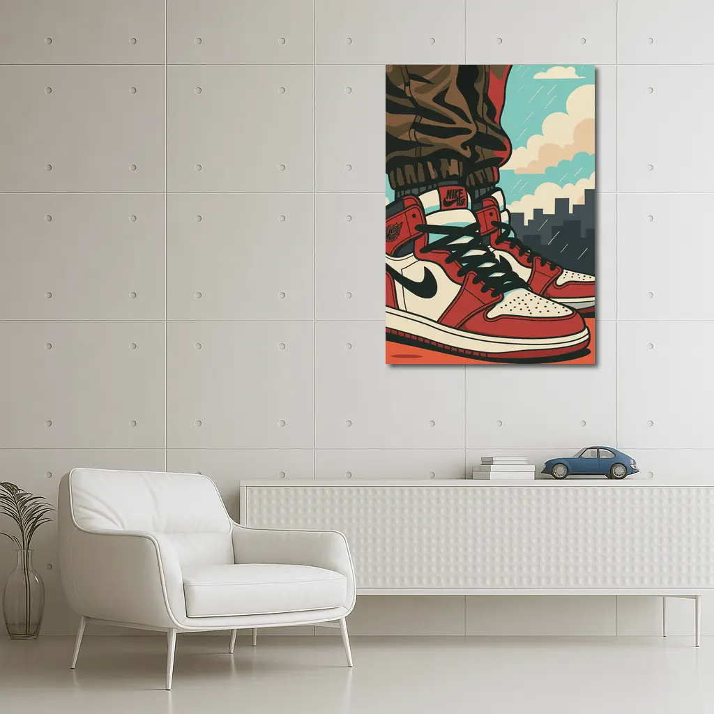Air Jordan One Sneakers City Skyline Pop Art – Wall Art
