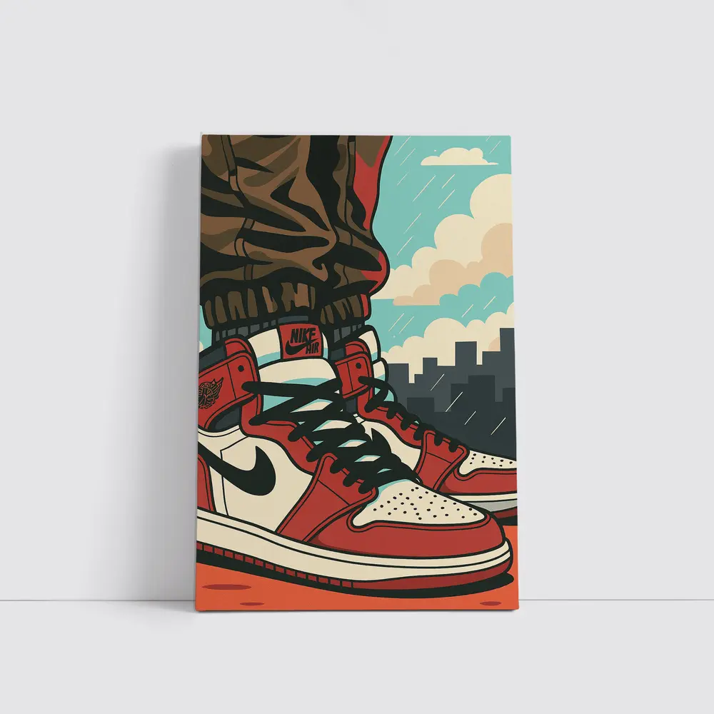 Air Jordan One Sneakers City Skyline Pop Art – Wall Art