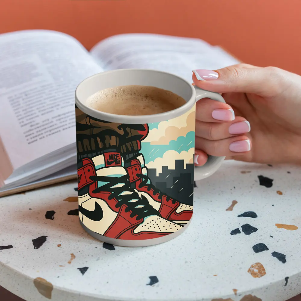 Air Jordan One Sneakers City Skyline Pop Art – Mugs