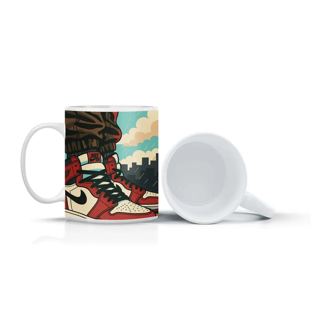 Air Jordan One Sneakers City Skyline Pop Art – Mugs