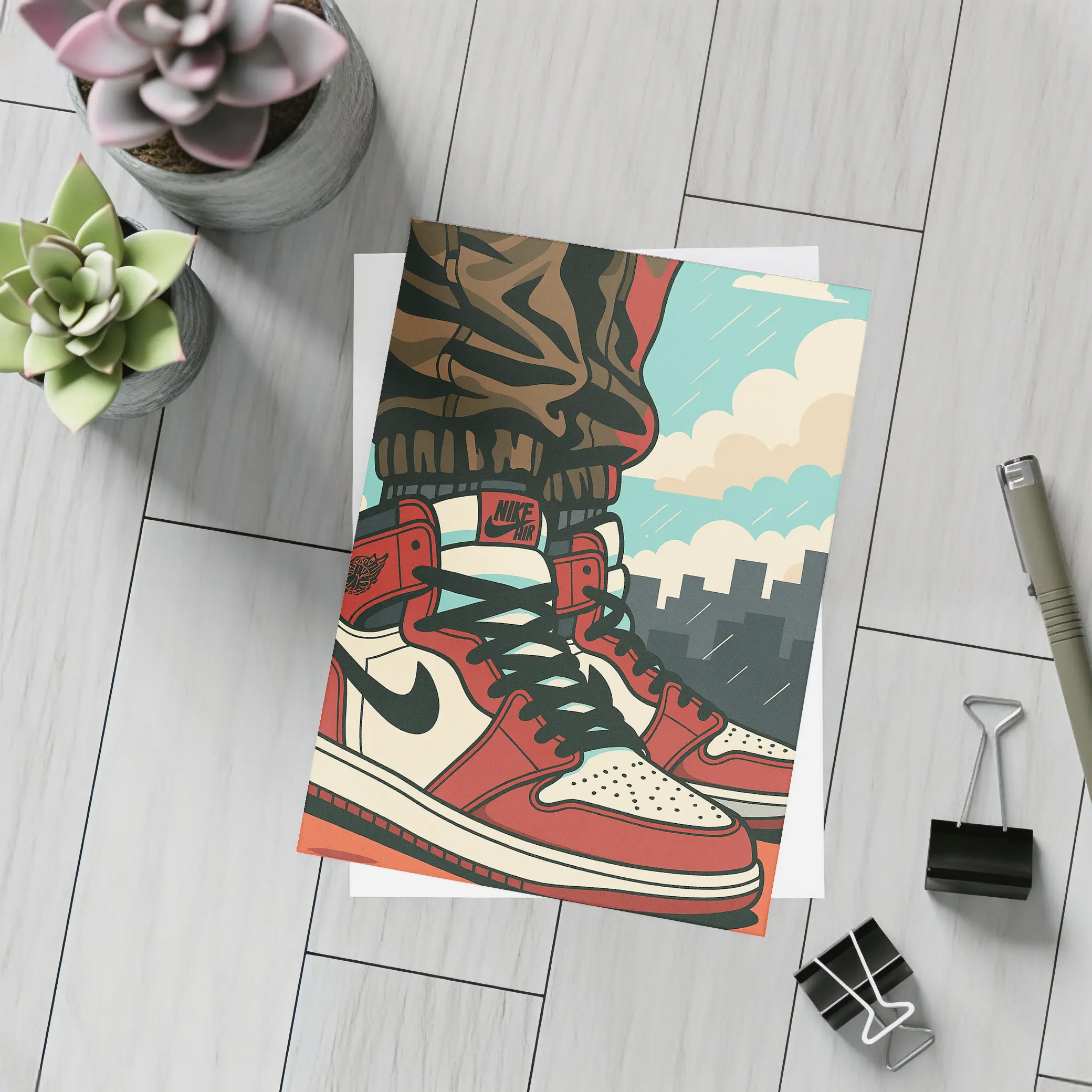 Air Jordan One Sneakers City Skyline Pop Art – Postcards