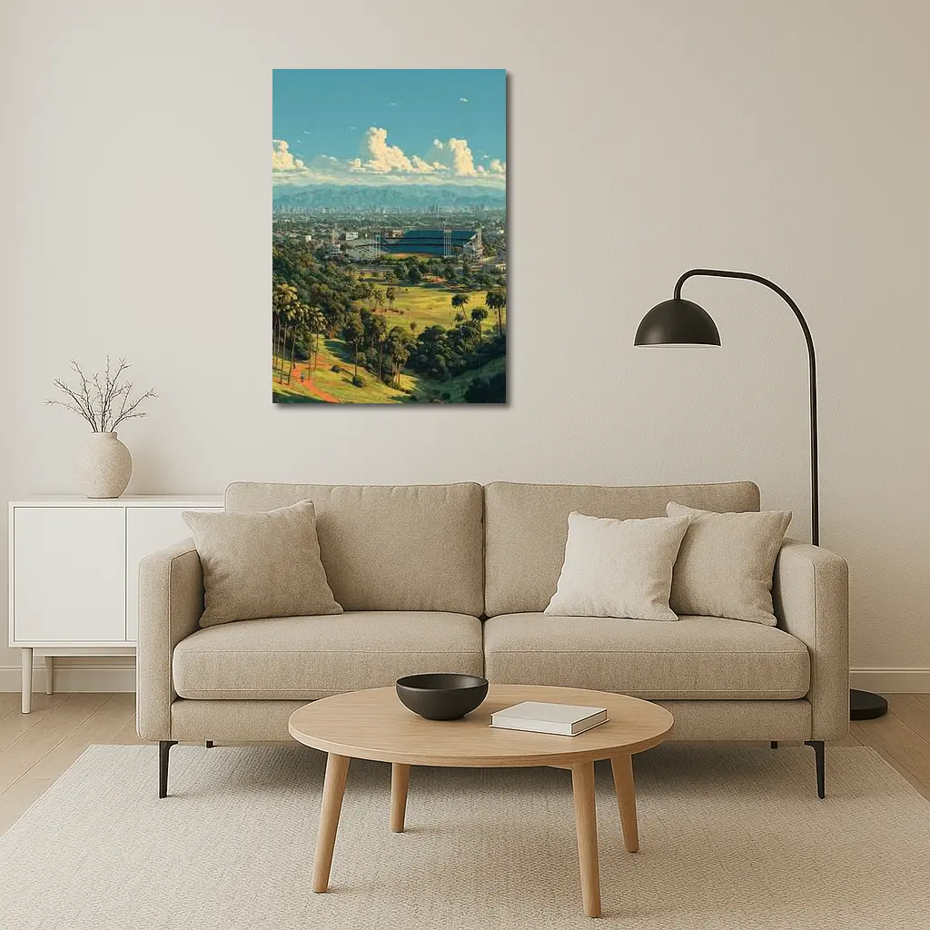 Dodger Stadium Los Angeles Skyline Illustration Art – Wall Art