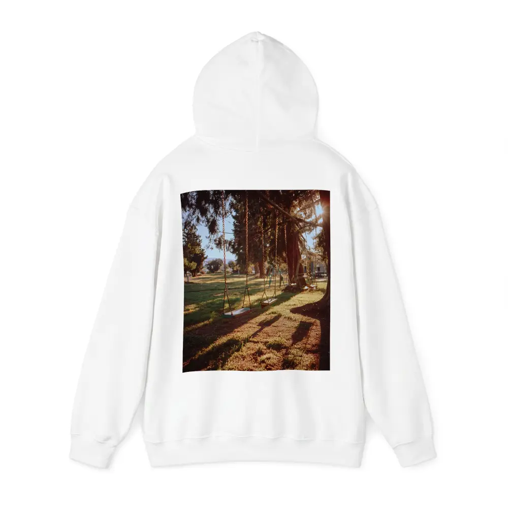 Empty Swings Park Trees Golden Sunlight – Hoodies