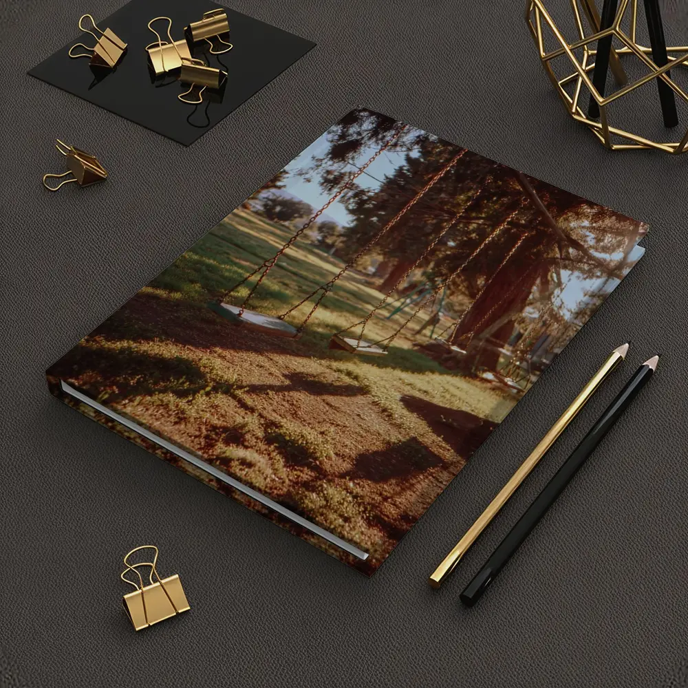 Empty Swings Park Trees Golden Sunlight – Notebooks
