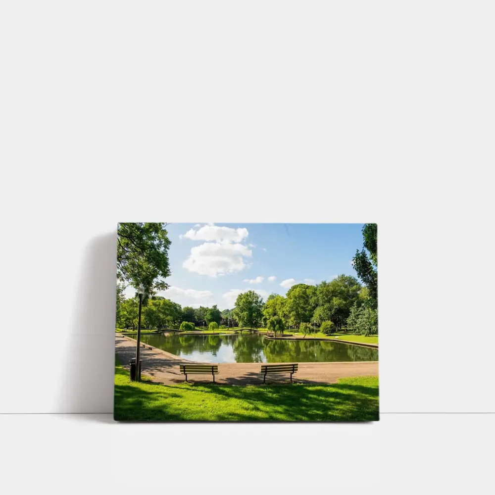 Sunny Park Pond With Green Trees – Wall Art